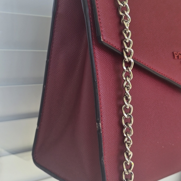 Prada Crossbody Top Handle HandBag Chain Strap Red Women Leather New 2way - Picture 8 of 16